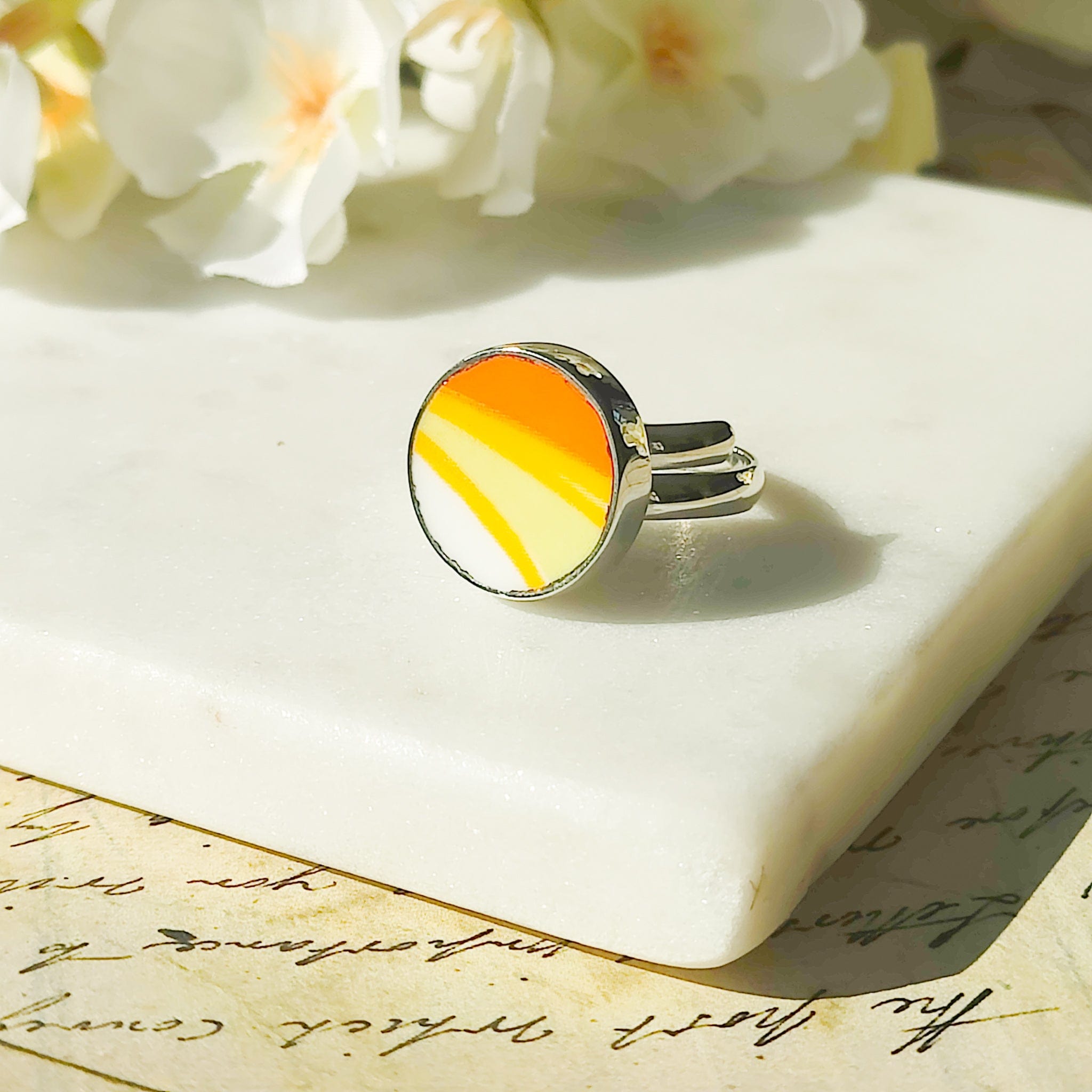 Hepburn and Hughes Art Deco Ring | Clarice Cliff Ceramics | 9th Anniversary | Sterling Silver