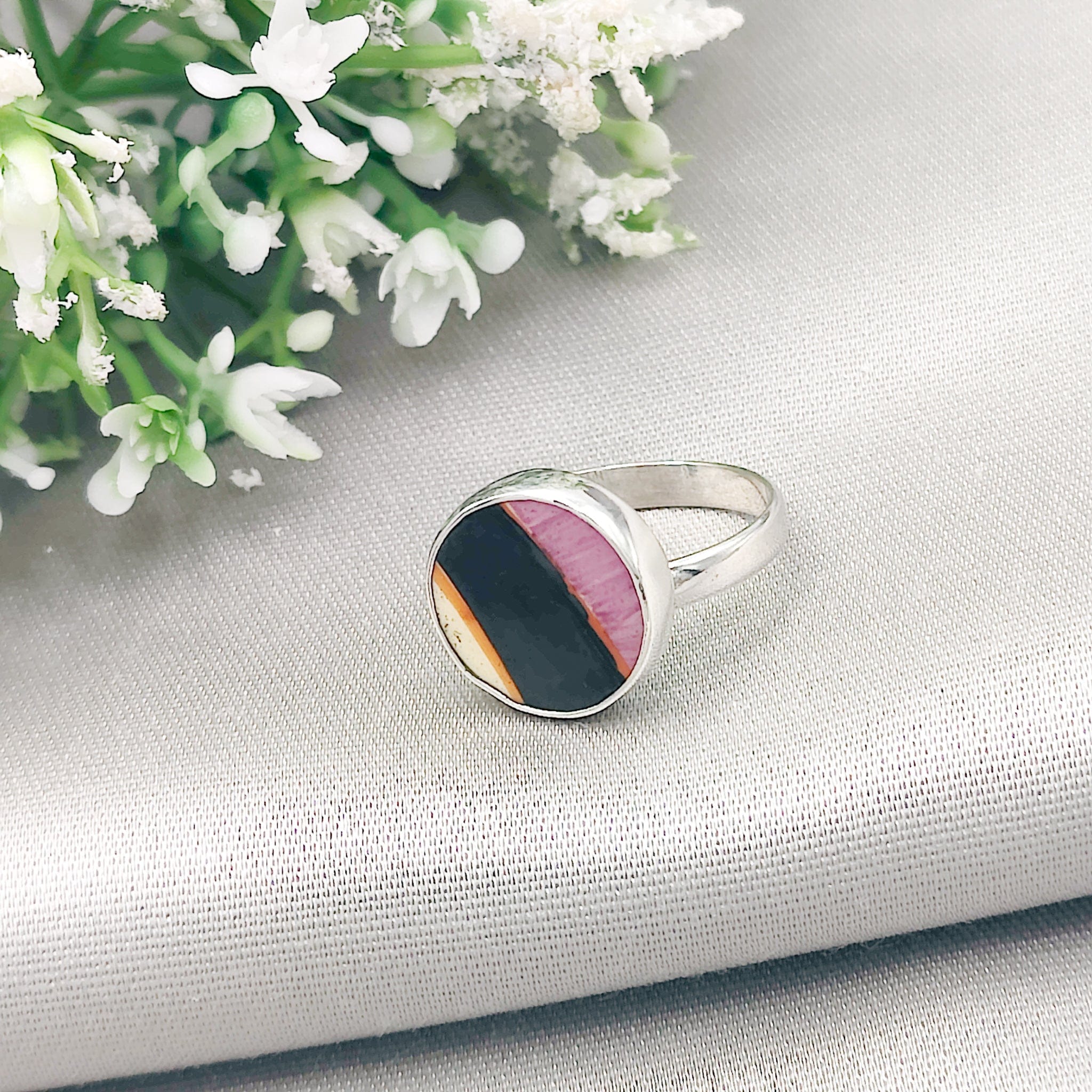 Hepburn and Hughes Art Deco Ring | Clarice Cliff Ceramics | Circle | Sterling Silver