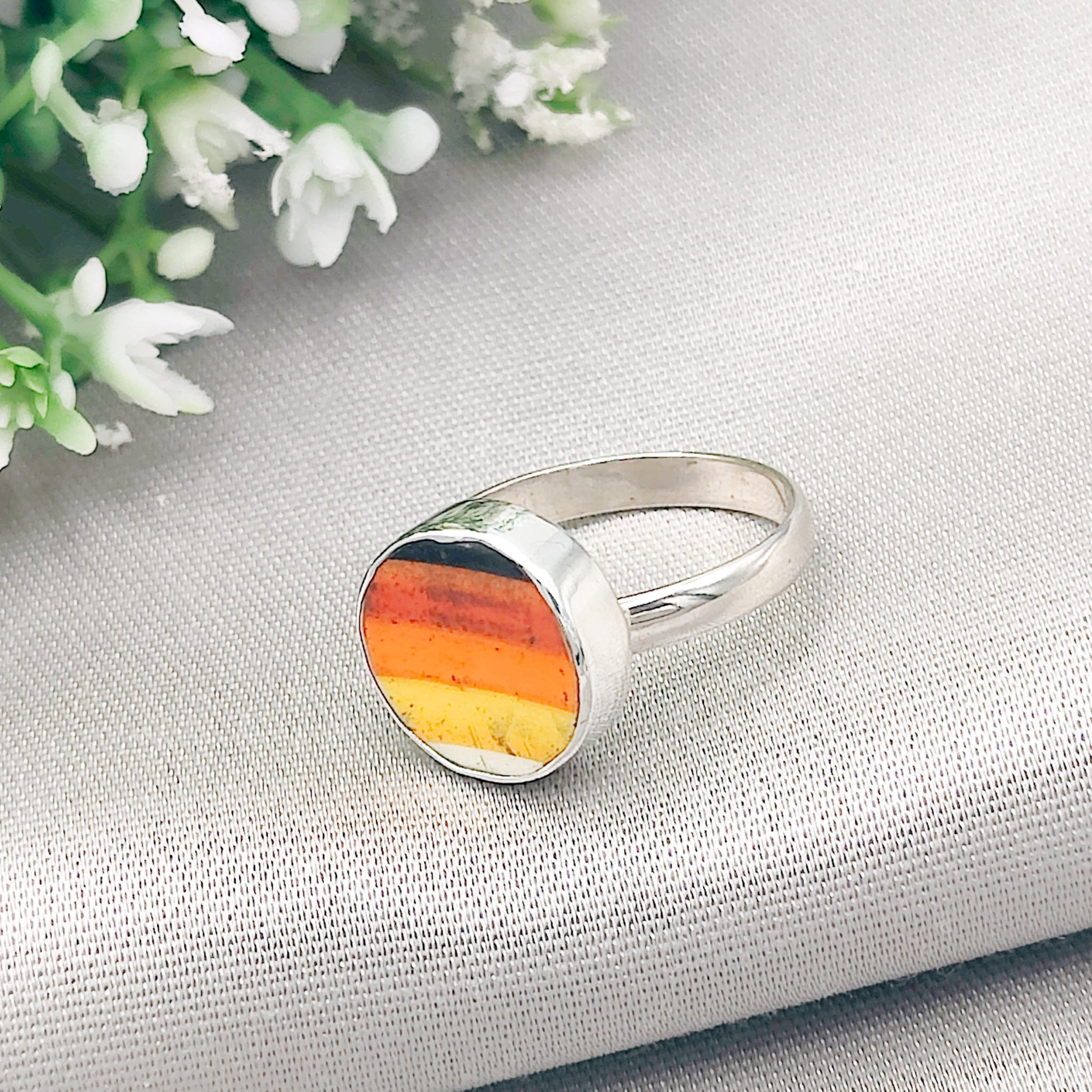 Hepburn and Hughes Art Deco Ring | Clarice Cliff Ceramics | Circle | Sterling Silver