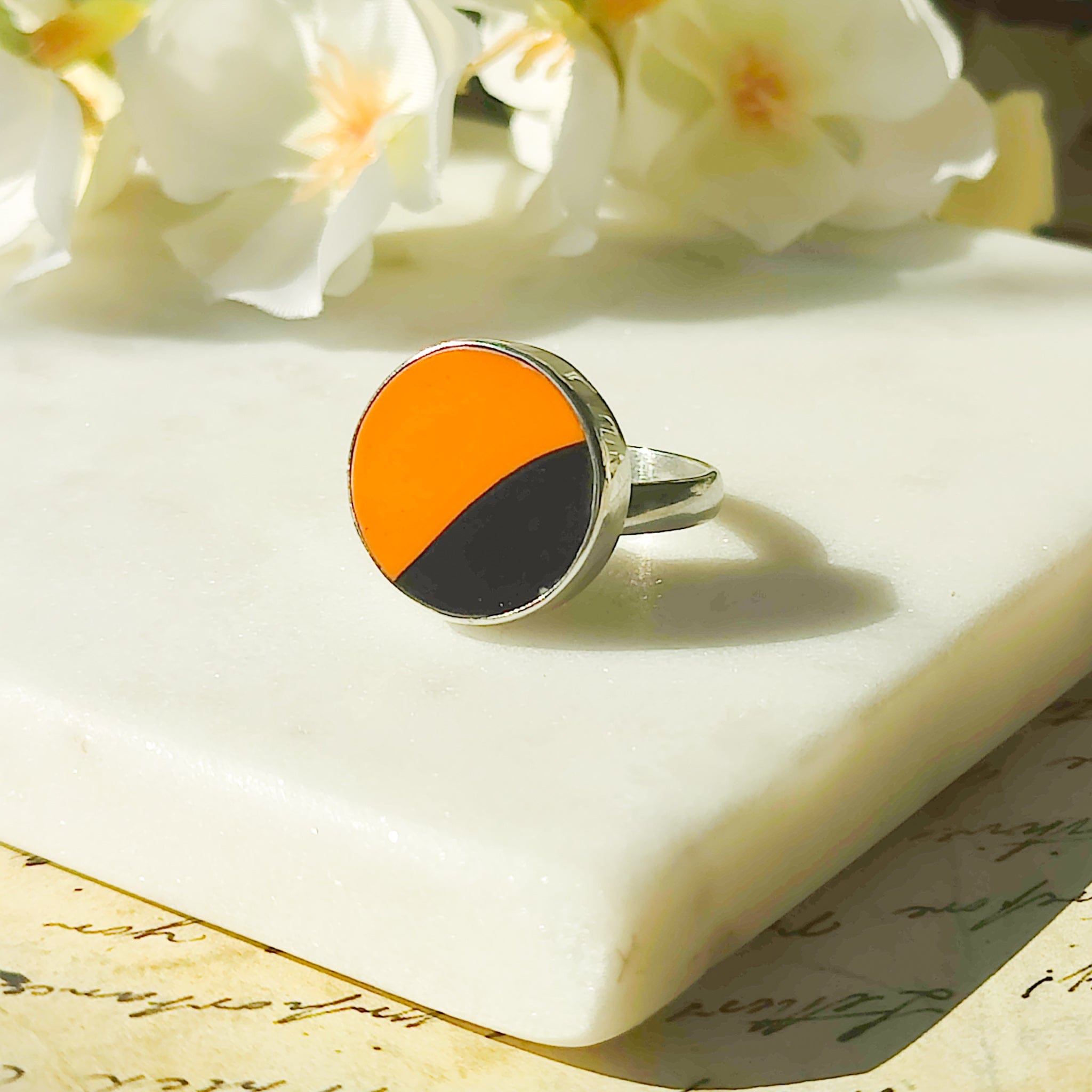 Hepburn and Hughes Art Deco Ring | Clarice Cliff Ceramics | Circle | Sterling Silver