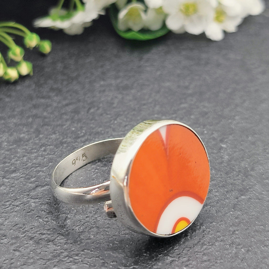 Hepburn and Hughes Art Deco Ring | Clarice Cliff Ceramics | Circle | Sterling Silver
