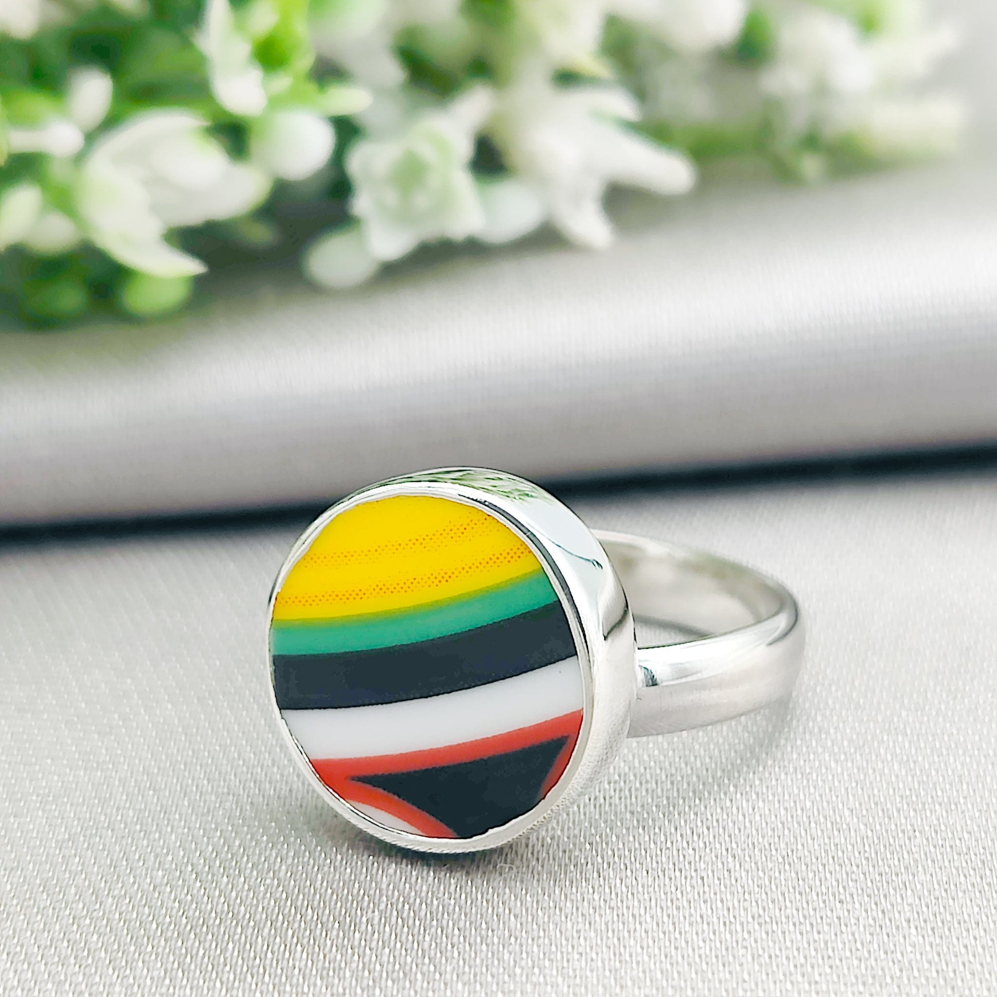 Hepburn and Hughes Art Deco Ring | Clarice Cliff Gift | 9th Anniversary | Sterling Silver