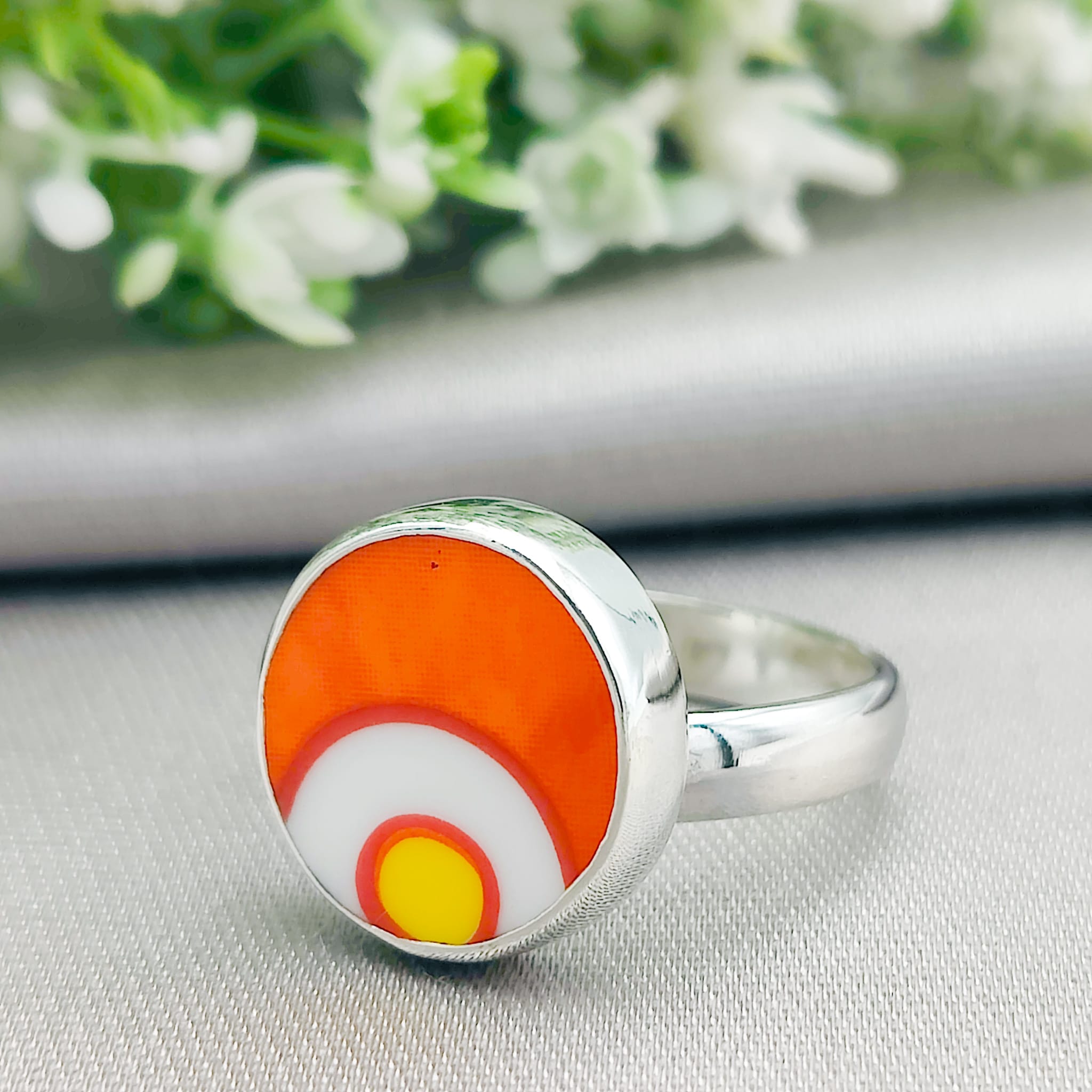 Hepburn and Hughes Art Deco Ring | Clarice Cliff Gift | 9th Anniversary | Sterling Silver