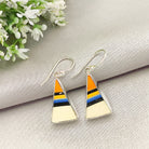 Hepburn and Hughes Art Deco Triangle Earrings | Original Clarice Cliff Pottery | 9th Anniversary | Sterling Silver