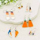 Hepburn and Hughes Art Deco Triangle Earrings | Original Clarice Cliff Pottery | Two options | Sterling Silver