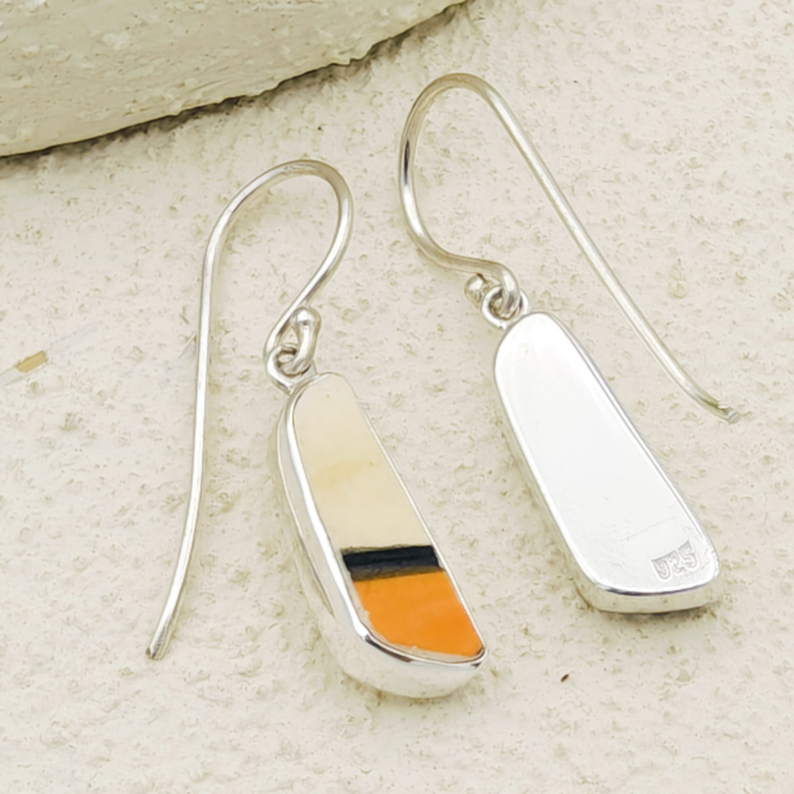 Hepburn and Hughes Art Deco Triangle Earrings | Original Clarice Cliff Pottery | Two options | Sterling Silver