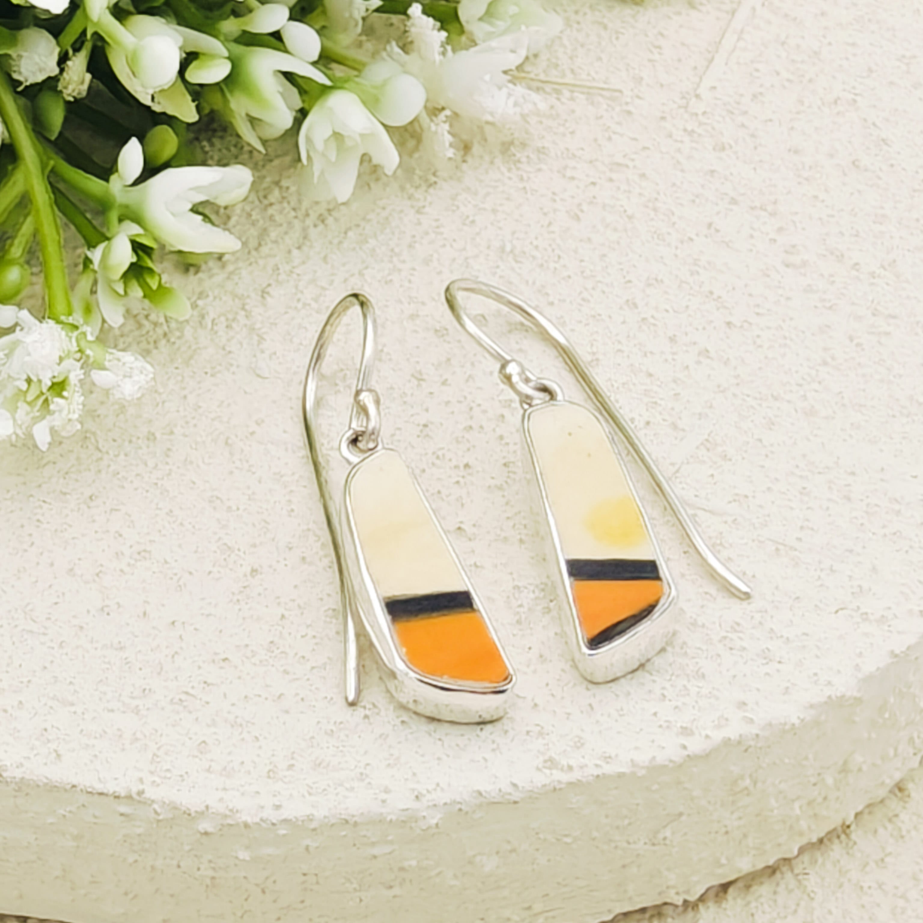 Hepburn and Hughes Art Deco Triangle Earrings | Original Clarice Cliff Pottery | Two options | Sterling Silver