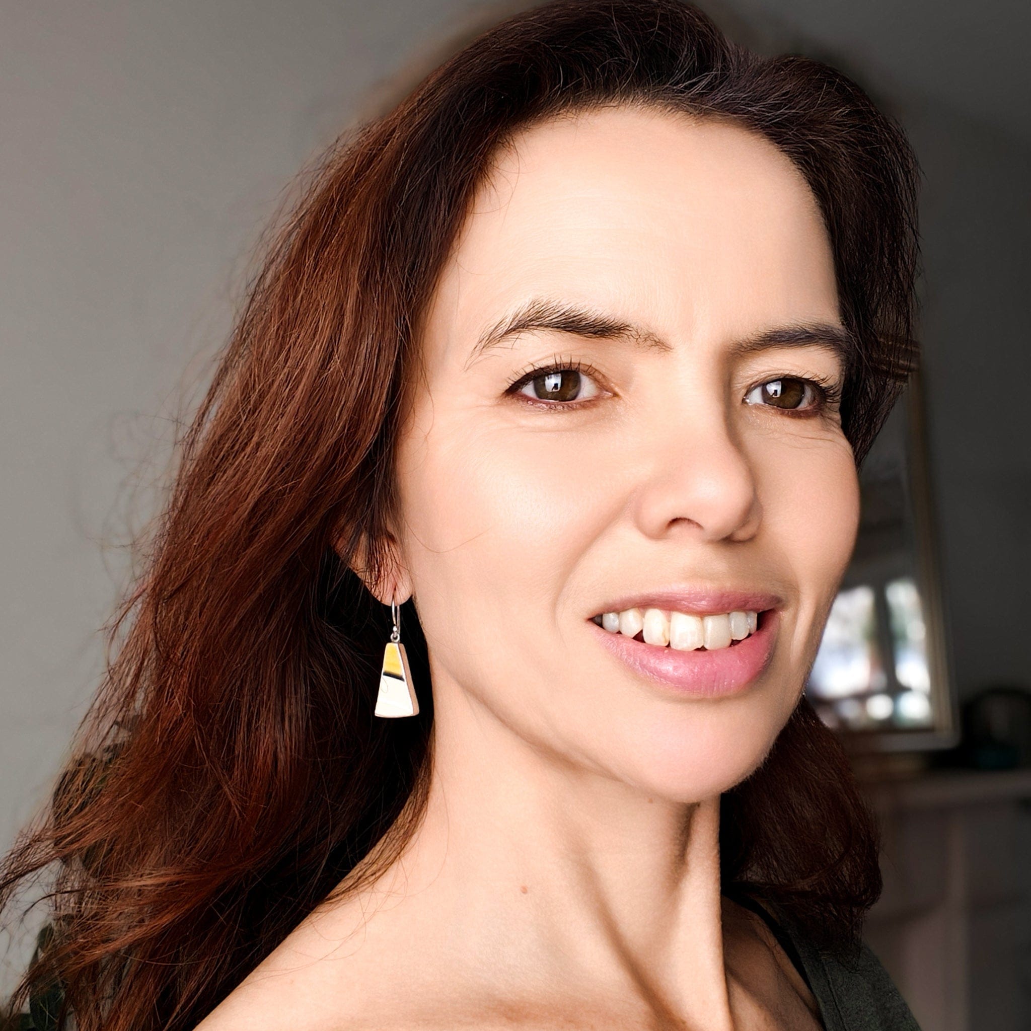 Hepburn and Hughes Art Deco Yellow Earrings | Original Clarice Cliff Pottery | Two options | Sterling Silver