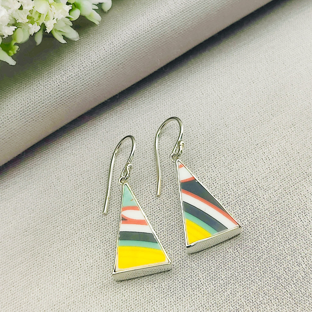 Hepburn and Hughes Art Deco Yellow Earrings | Original Clarice Cliff Pottery | Two options | Sterling Silver