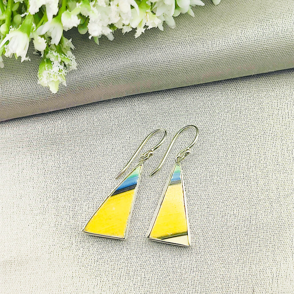 Hepburn and Hughes Art Deco Yellow Earrings | Original Clarice Cliff Pottery | Two options | Sterling Silver