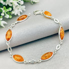 Hepburn and Hughes Baltic Amber Bracelet | 6 Pointed Ovals | Sterling Silver