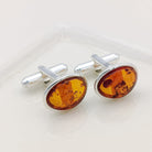 Hepburn and Hughes Baltic Amber Cufflinks | Oval | Sterling Silver