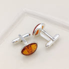 Hepburn and Hughes Baltic Amber Cufflinks | Oval | Sterling Silver