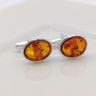 Hepburn and Hughes Baltic Amber Cufflinks | Oval | Sterling Silver