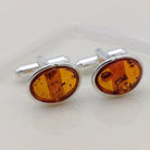 Hepburn and Hughes Baltic Amber Cufflinks | Oval | Sterling Silver