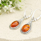 Hepburn and Hughes Baltic Amber Earrings, Oval with double frame in Sterling Silver