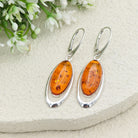 Hepburn and Hughes Baltic Amber Earrings | Pointed oval | Sterling Silver