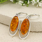 Hepburn and Hughes Baltic Amber Earrings | Pointed oval | Sterling Silver