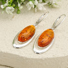 Hepburn and Hughes Baltic Amber Earrings | Pointed oval | Sterling Silver