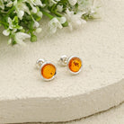 Hepburn and Hughes Baltic Amber Earrings | Round 8mm Studs | Sterling Silver