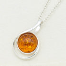 Hepburn and Hughes Baltic Amber Pendant | 22m Round Swirl | November Gift | Sterling Silver