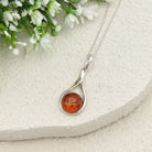 Hepburn and Hughes Baltic Amber Pendant | 25mm hanging Amber | Sterling Silver