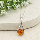 Hepburn and Hughes Baltic Amber Pendant | 25mm hanging Amber | Sterling Silver