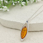 Hepburn and Hughes Baltic Amber Pendant | 35mm Long Oval | Sterling Silver