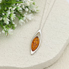 Hepburn and Hughes Baltic Amber Pendant | 35mm Long Oval | Sterling Silver