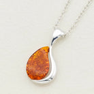 Hepburn and Hughes Baltic Amber Pendant | Oval in Teardrop Frame | Sterling Silver