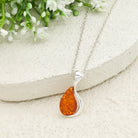 Hepburn and Hughes Baltic Amber Pendant | Oval in Teardrop Frame | Sterling Silver