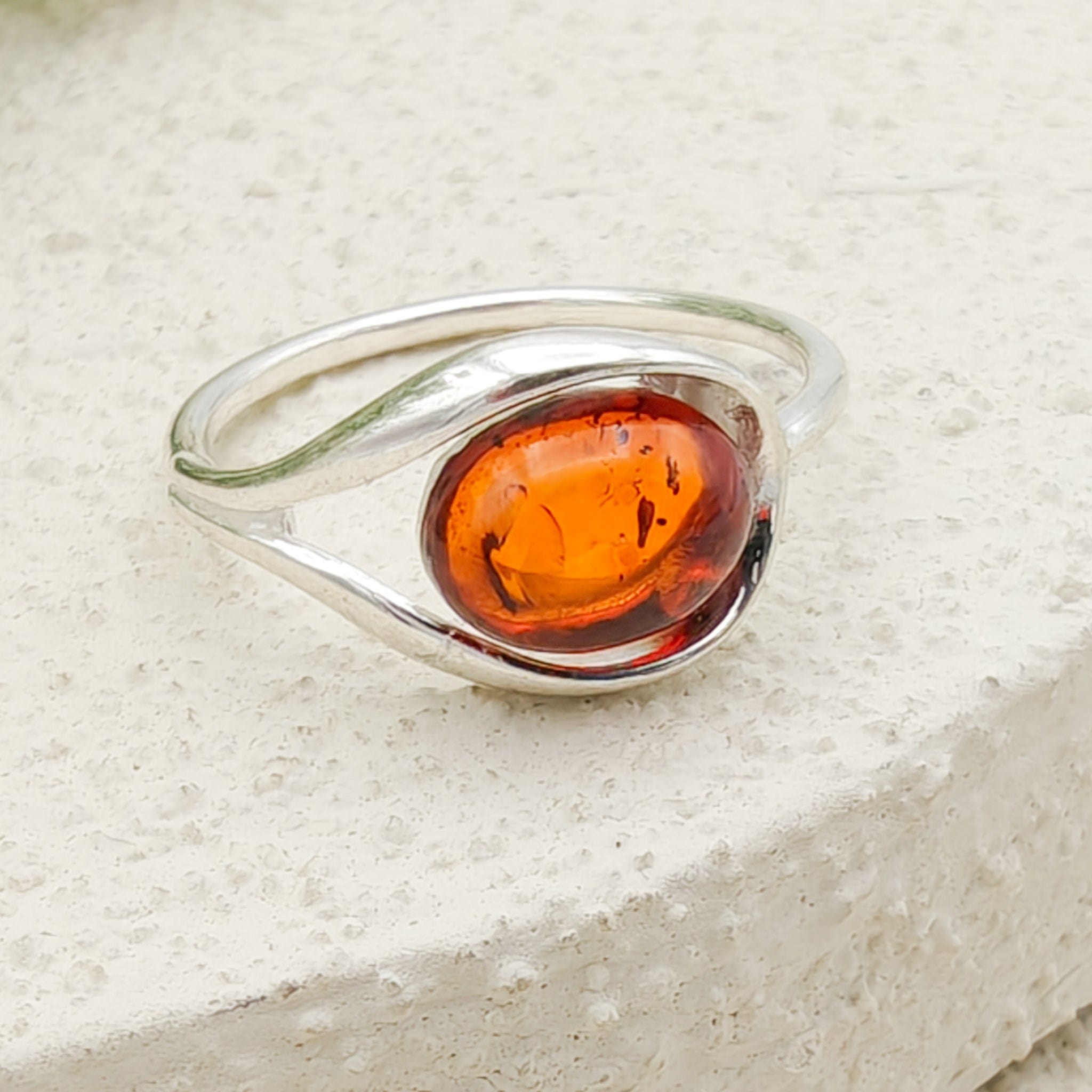 Hepburn and Hughes Baltic Amber Ring, Oval in Sterling Silver