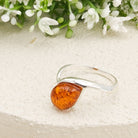 Hepburn and Hughes Baltic Amber Ring, Pear in Sterling Silver