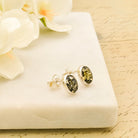 Hepburn and Hughes Baltic Green Amber Earrings | Studs | Sterling Silver