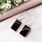 Hepburn and Hughes Banded Black Onyx Earrings | Rectangular | Sterling Silver