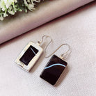 Hepburn and Hughes Banded Black Onyx Earrings | Rectangular | Sterling Silver