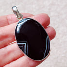 Hepburn and Hughes Banded Black Onyx Pendant | Large Oval | 6 Options | Sterling Silver