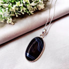 Hepburn and Hughes Banded Black Onyx Pendant | Large Oval | 6 Options | Sterling Silver