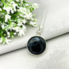 Hepburn and Hughes Banded Black Onyx Pendant | White Circle | Sterling Silver