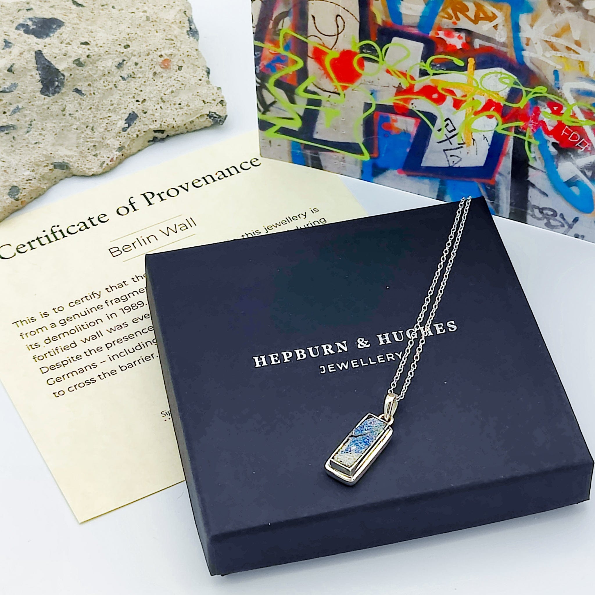 Hepburn & Hughes Berlin Wall Pendant | Red Graffiti | Sterling Silver