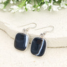 Hepburn and Hughes Black Onyx Earrings | Rectangular Gemstone with Ear Wire | Sterling Silver