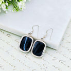 Hepburn and Hughes Black Onyx Earrings | Rectangular Gemstone with Ear Wire | Sterling Silver
