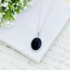 Hepburn and Hughes Black Onyx Pendant | 20mm Oval Gemstone | Sterling Silver