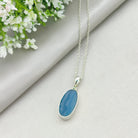 Hepburn and Hughes Blue Agate | 20mm Oval | Gemstone Pendant | Gemini Gift | Sterling Silver