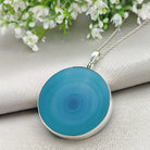 Hepburn and Hughes Blue Agate | 40mm Circle | Gemini Gemstone Pendant | Sterling Silver