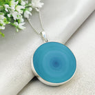 Hepburn and Hughes Blue Agate | 40mm Circle | Gemini Gemstone Pendant | Sterling Silver