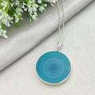 Hepburn and Hughes Blue Agate | 40mm Circle | Gemini Gemstone Pendant | Sterling Silver