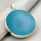 Hepburn and Hughes Blue Agate | 40mm Circle | Gemini Gemstone Pendant | Sterling Silver