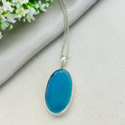 Hepburn and Hughes Blue Agate | 40mm Oval | Gemstone Pendant | Sterling Silver