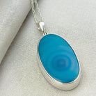 Hepburn and Hughes Blue Agate | 40mm Oval | Gemstone Pendant | Sterling Silver